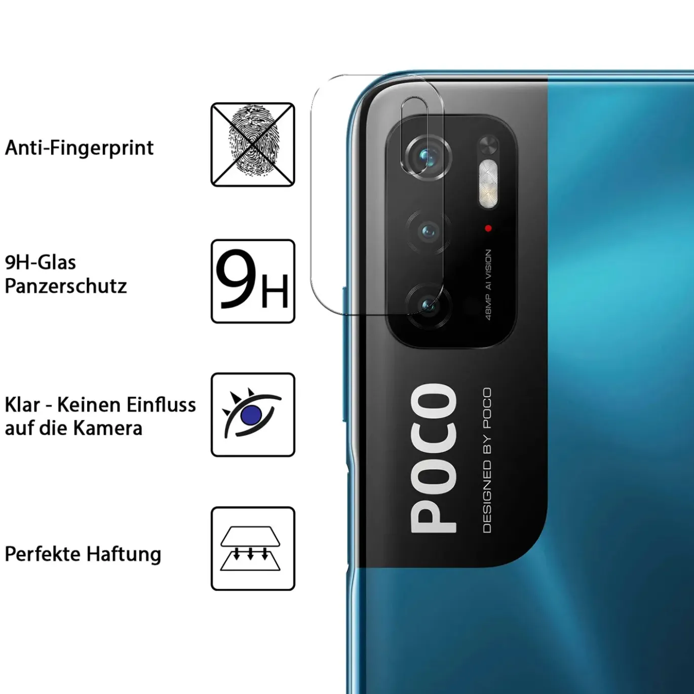 Xiaomi Poco M3 - 9H Displayschutzfolie 2x Display & Kamera