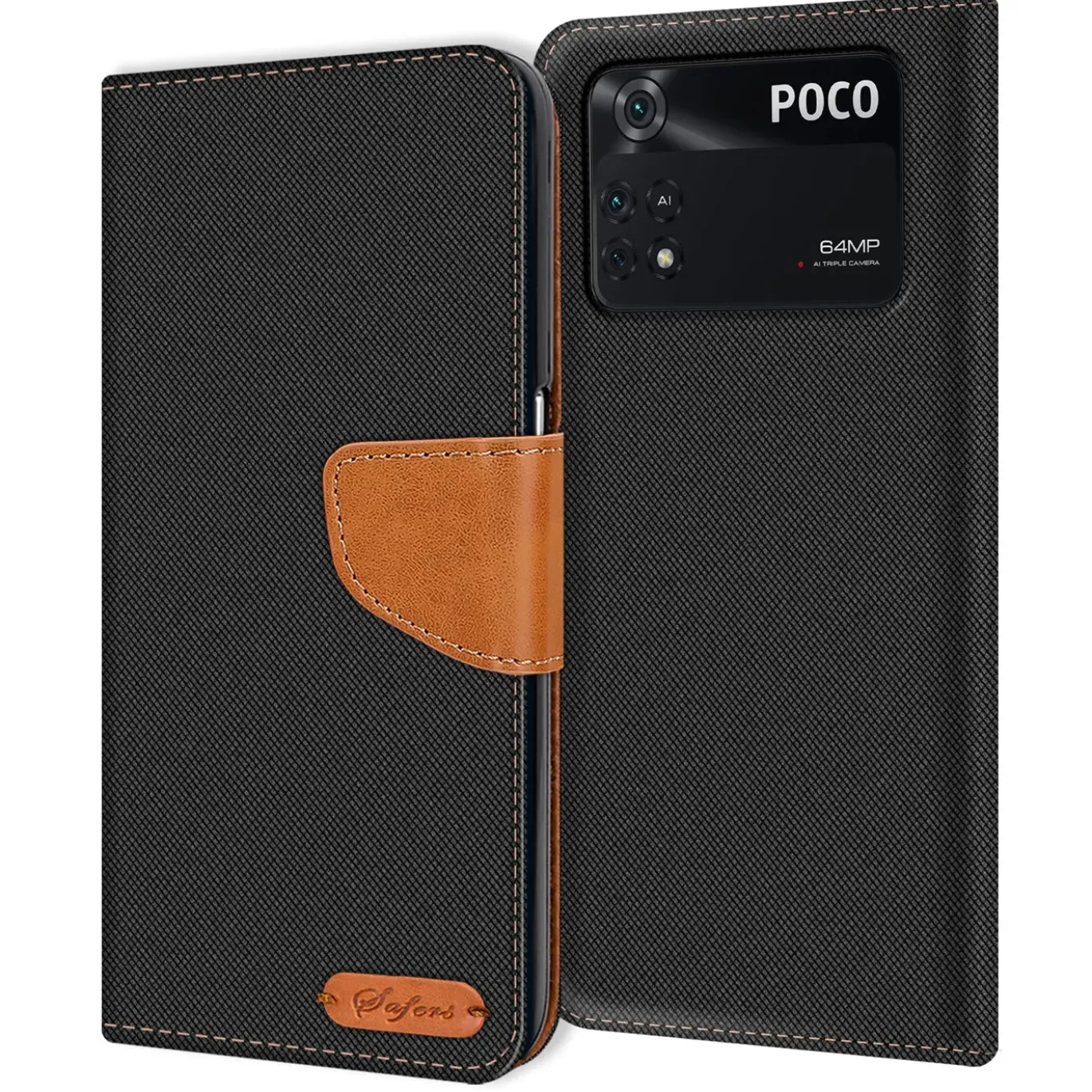 Xiaomi Poco M4 Pro - Jeanslook Klapphülle mit Kartenfach