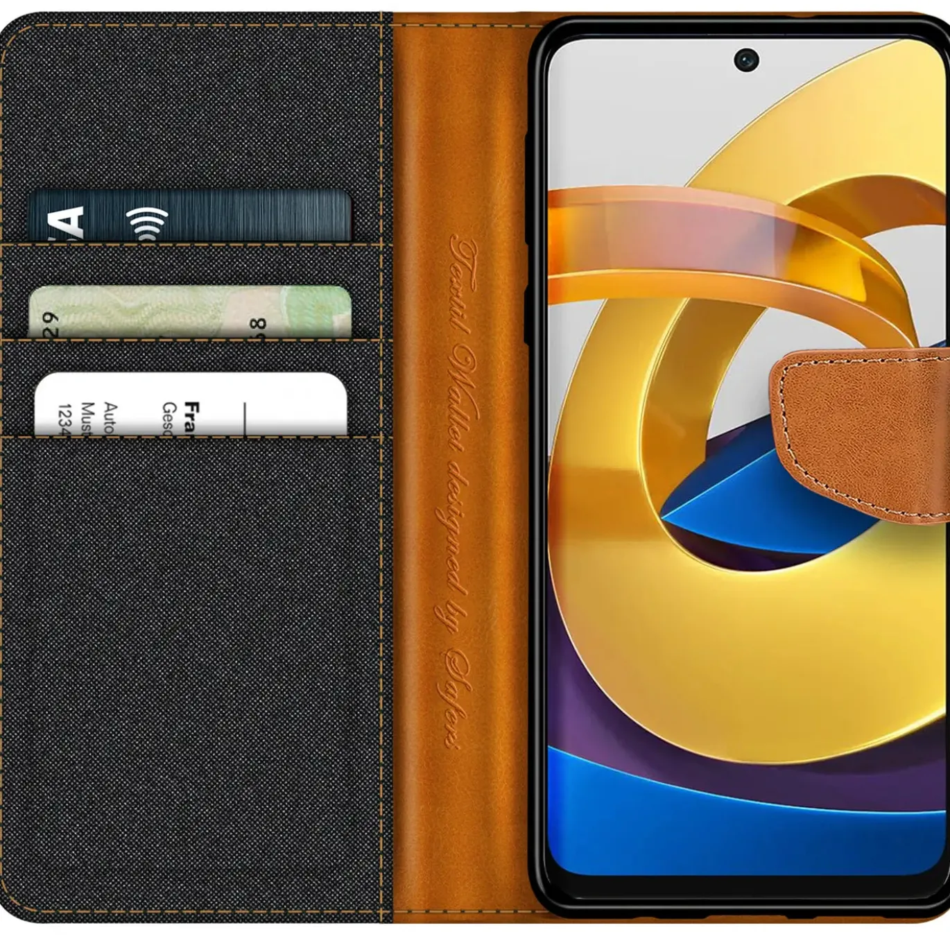 Xiaomi Poco M4 Pro - Jeanslook Klapphülle mit Kartenfach