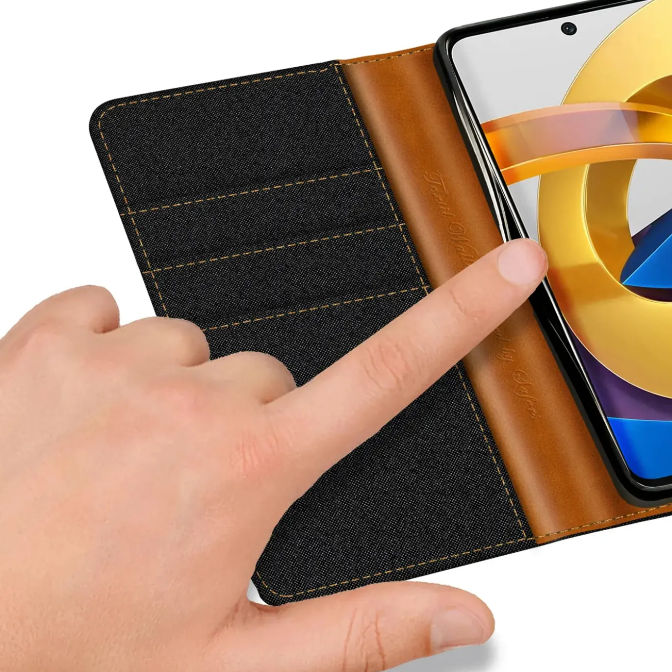 Xiaomi Poco M4 Pro - Jeanslook Klapphülle mit Kartenfach