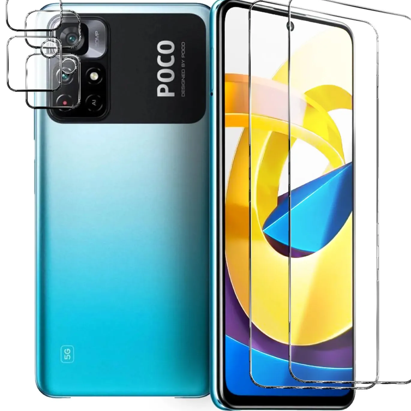 Xiaomi Poco M4 Pro 5G - 9H Displayschutzfolie 2x Display & Kamera