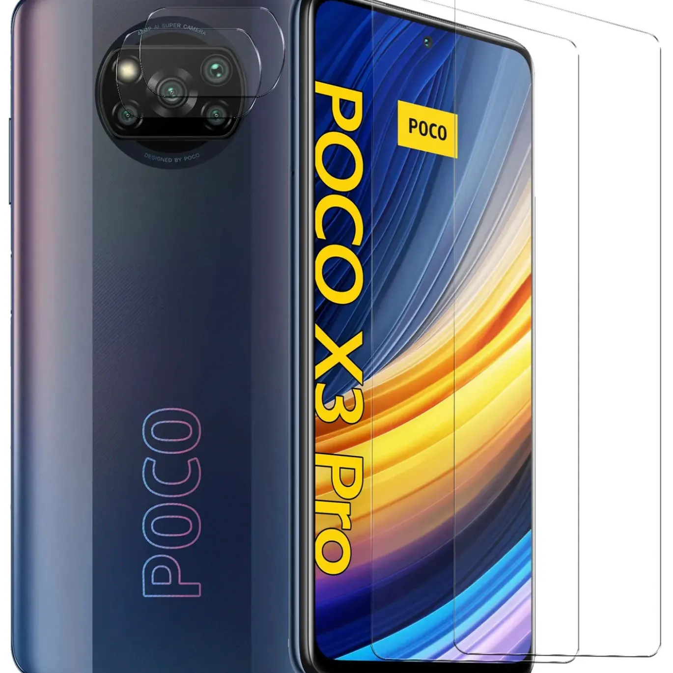 Xiaomi Poco X3 / X3 Pro - 9H Displayschutzfolie 2x Display & Kamera