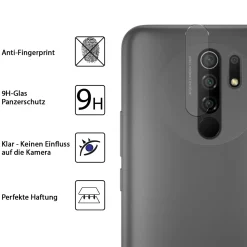 Xiaomi Redmi 9 - 9H Displayschutzfolie 2x Display & Kamera