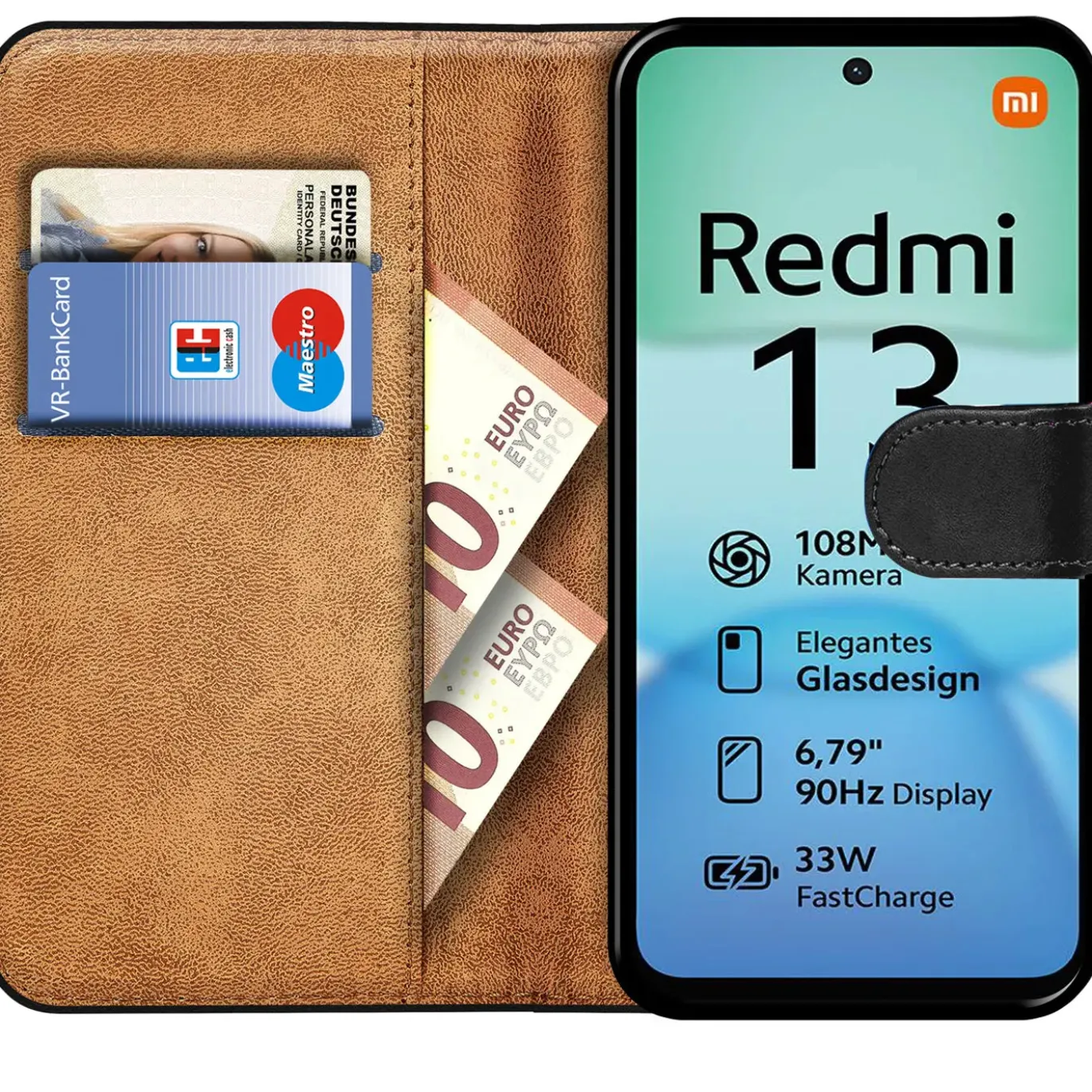 Xiaomi Redmi 13 - Klapphülle mit Kartenfächern
