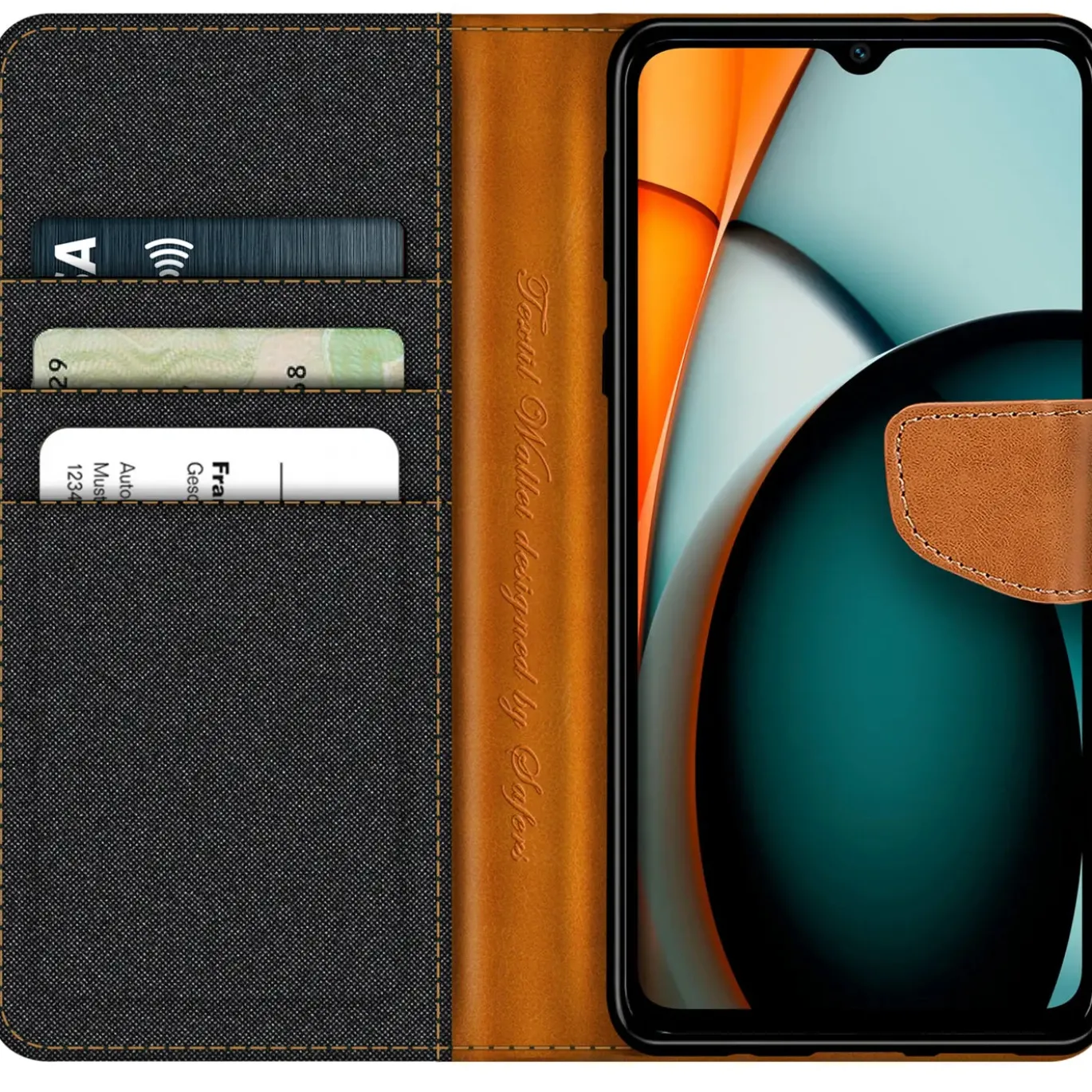 Xiaomi Redmi A3 - Jeanslook Klapphülle mit Kartenfach