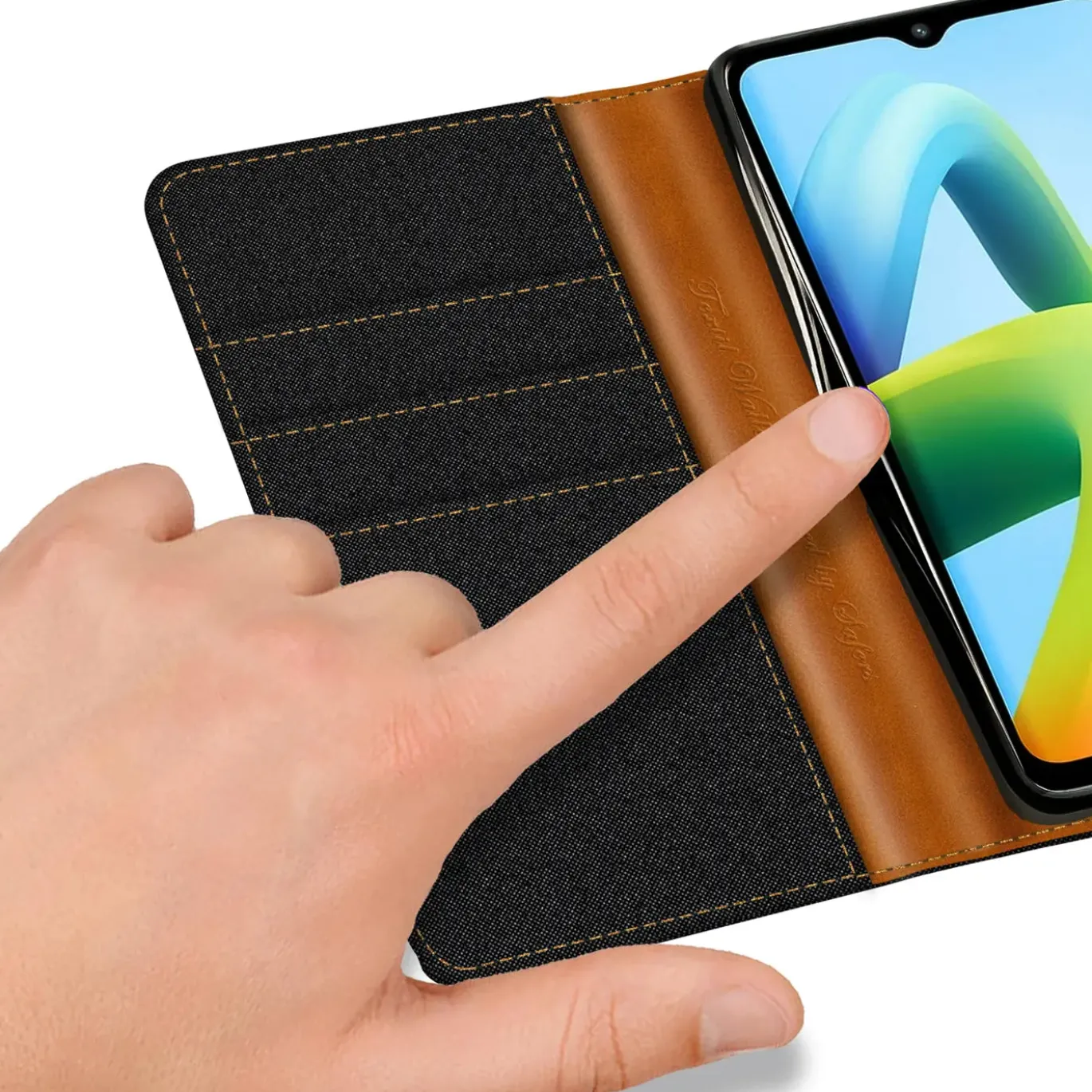Xiaomi Redmi A1 - Jeanslook Klapphülle mit Kartenfach