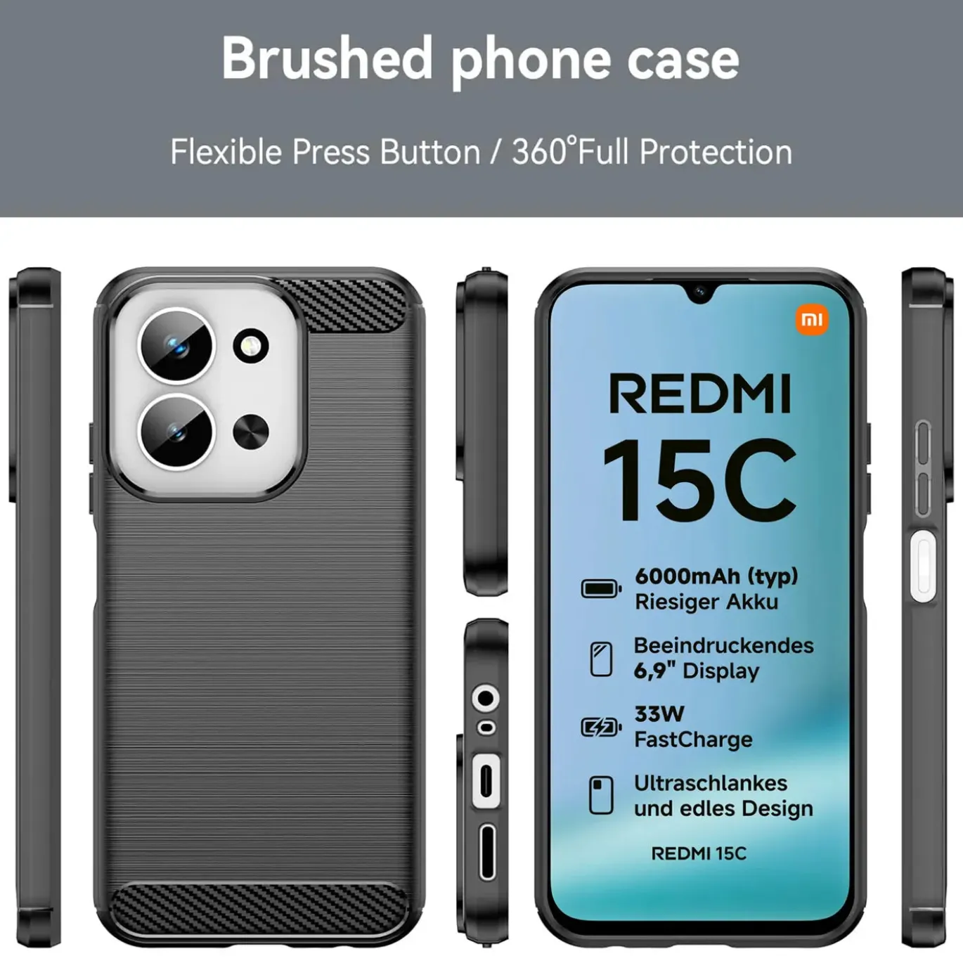 Xiaomi Redmi 15C - Carbon Case Hülle, stoßfest