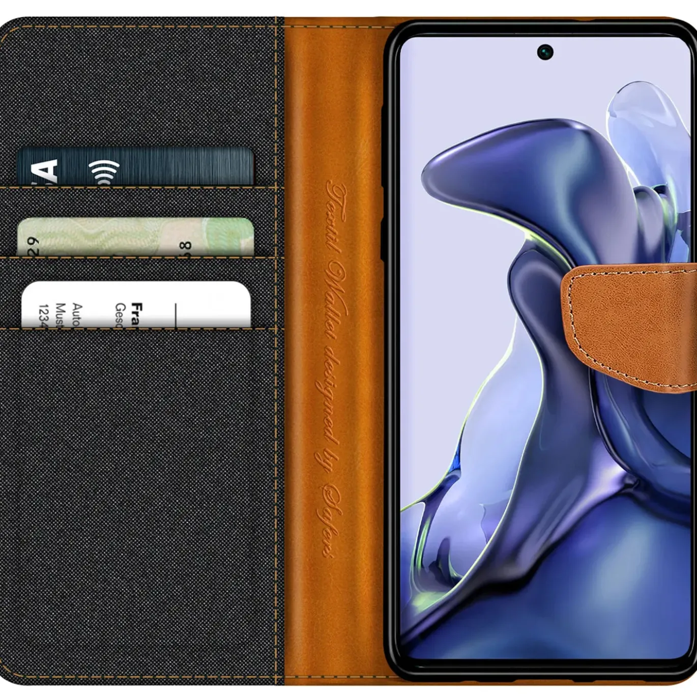 Xiaomi Redmi 10C - Jeanslook Klapphülle mit Kartenfach