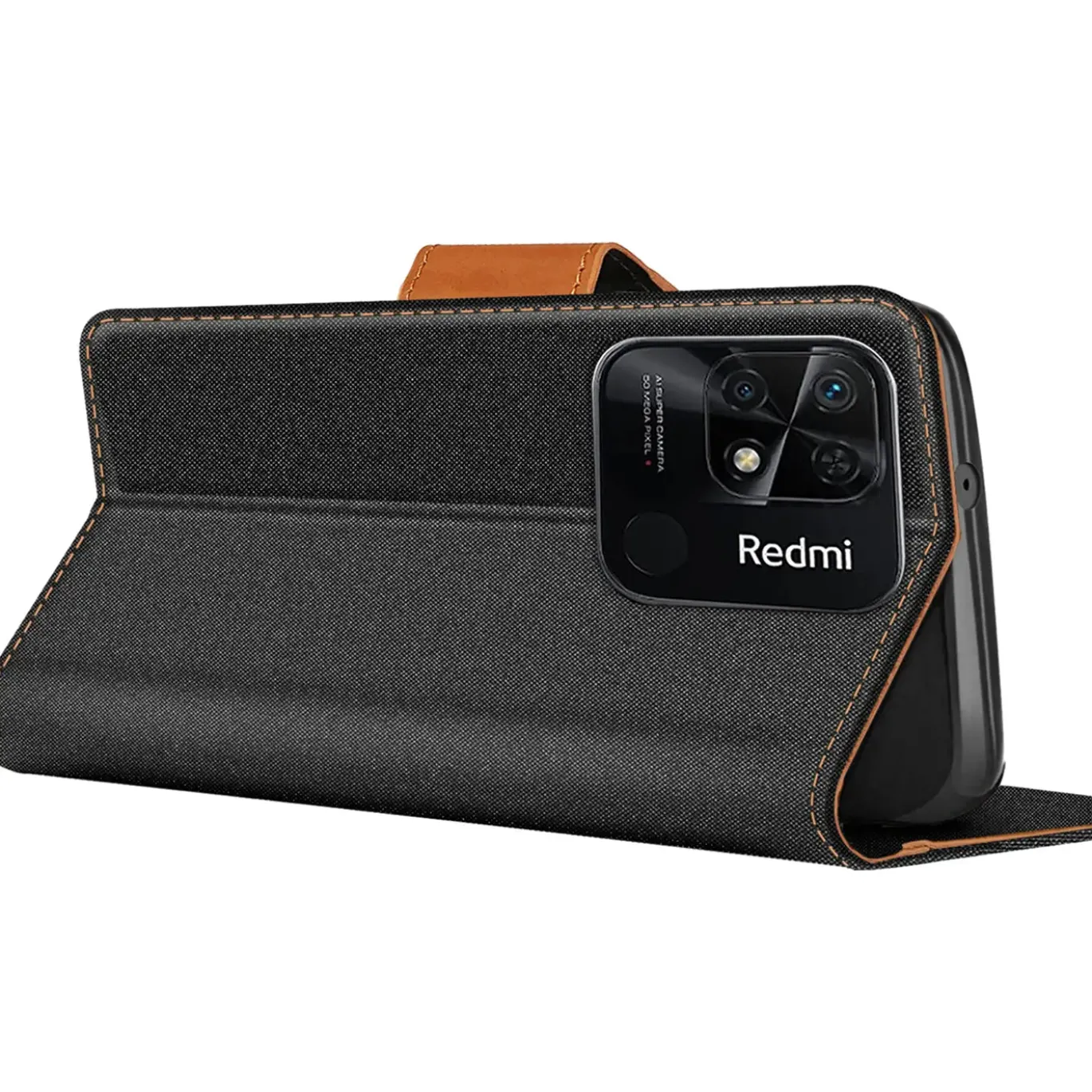 Xiaomi Redmi 10C - Jeanslook Klapphülle mit Kartenfach