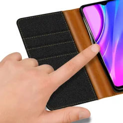 Xiaomi Redmi 9C - Jeanslook Klapphülle mit Kartenfach