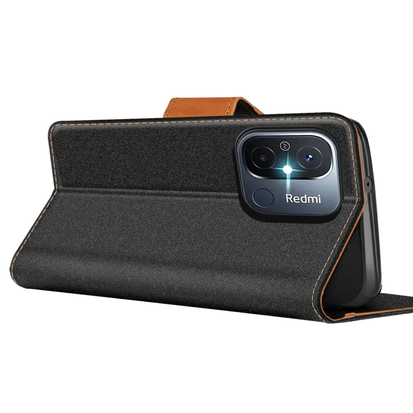 Xiaomi Redmi 12C - Jeanslook Klapphülle mit Kartenfach