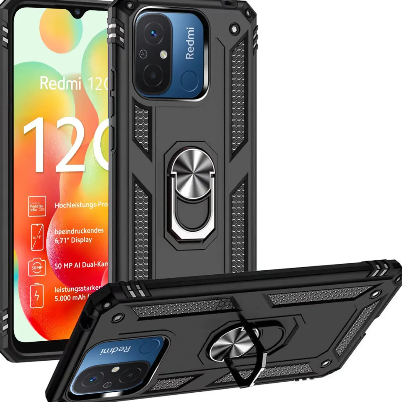 Xiaomi Redmi 12C - Outdoor Hardcase mit Ringhalter