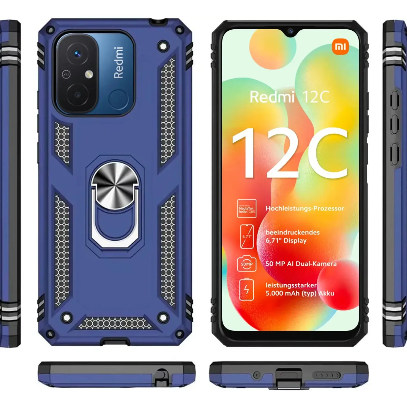 Xiaomi Redmi 12C - Outdoor Hardcase mit Ringhalter