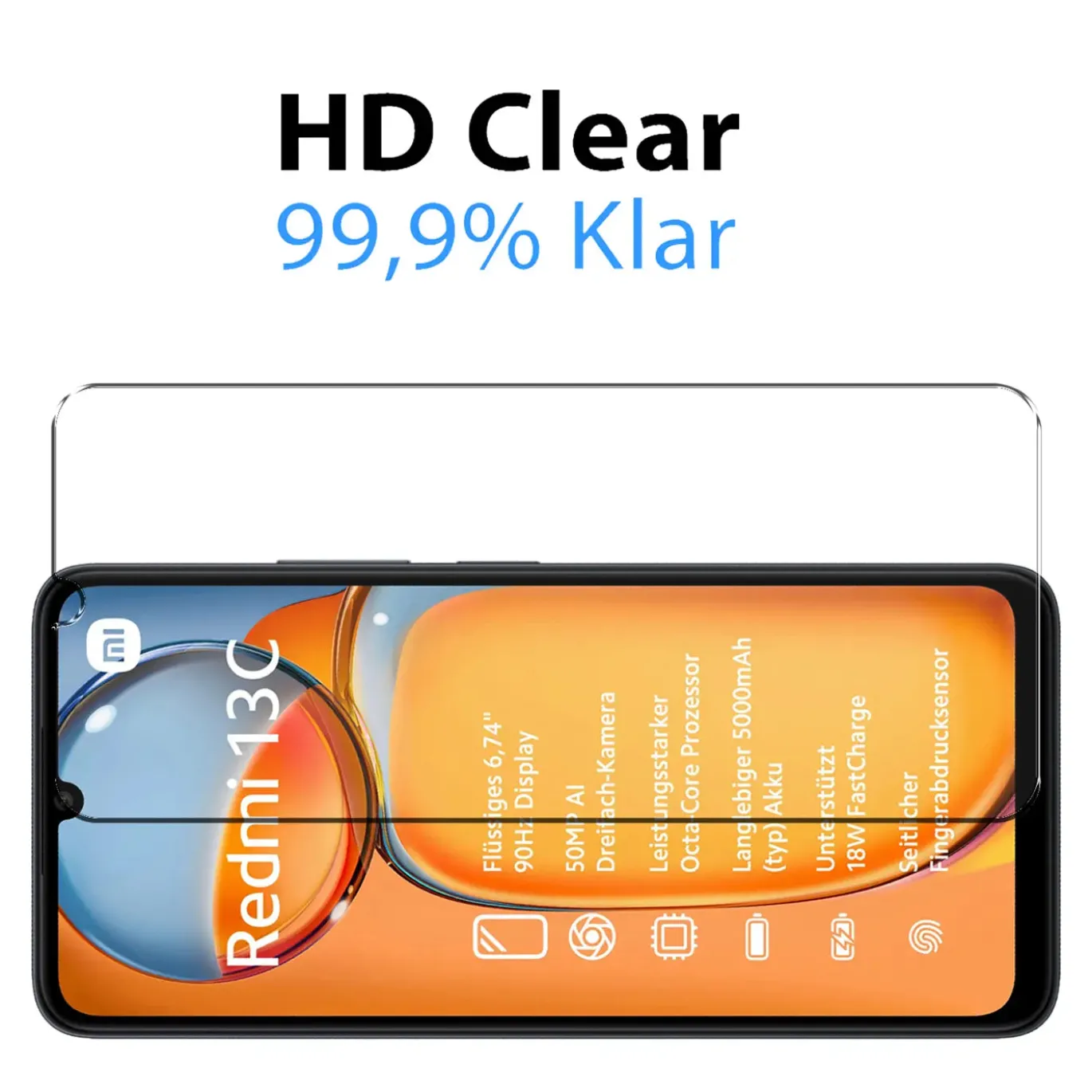 Xiaomi Redmi 13C - 2x 9H Panzer Glasfolie, Displayfolie
