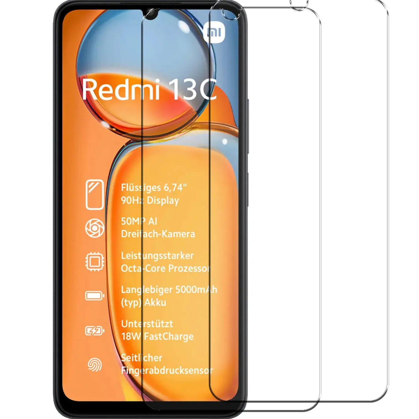 Xiaomi Redmi 13C - 2x 9H Panzer Glasfolie, Displayfolie