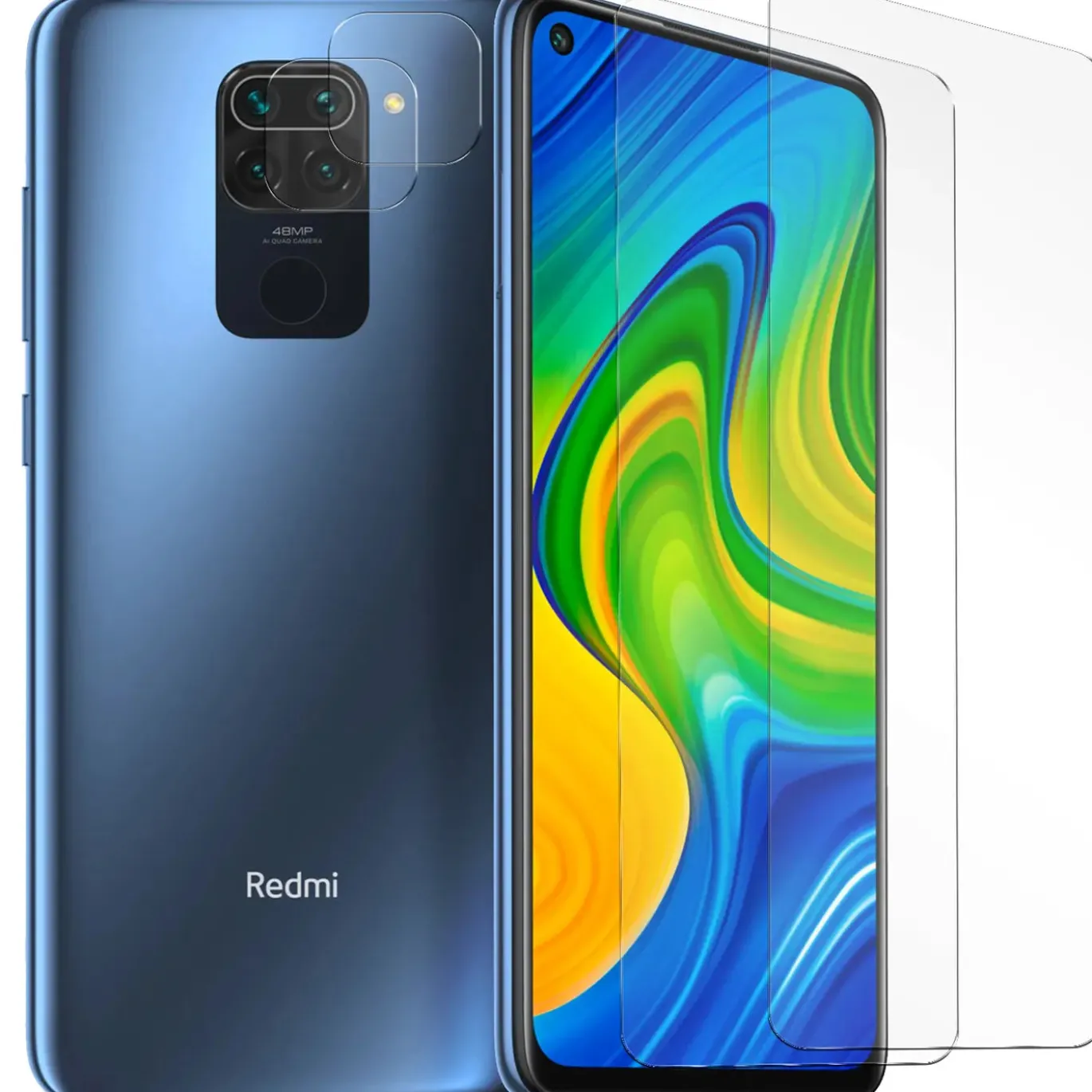 Xiaomi Redmi Note 9 - 9H Displayschutzfolie 2x Display & Kamera
