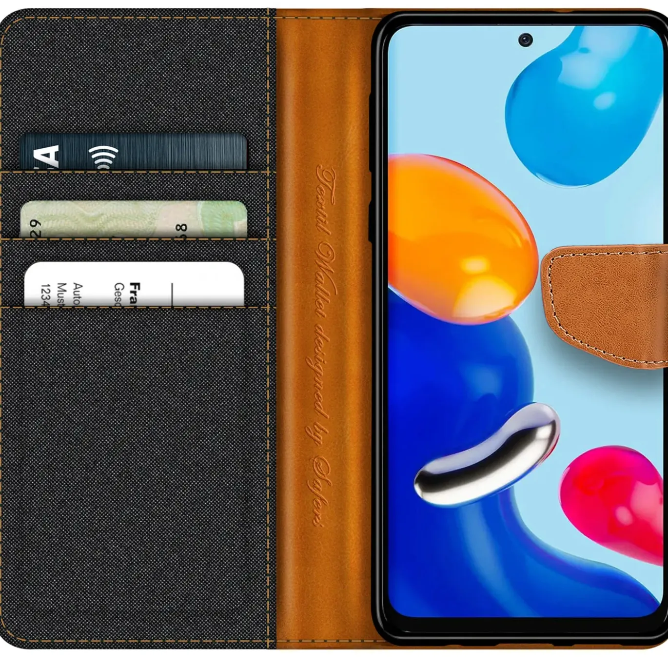 Xiaomi Redmi Note 11 / 11s - Jeanslook Klapphülle mit Kartenfach