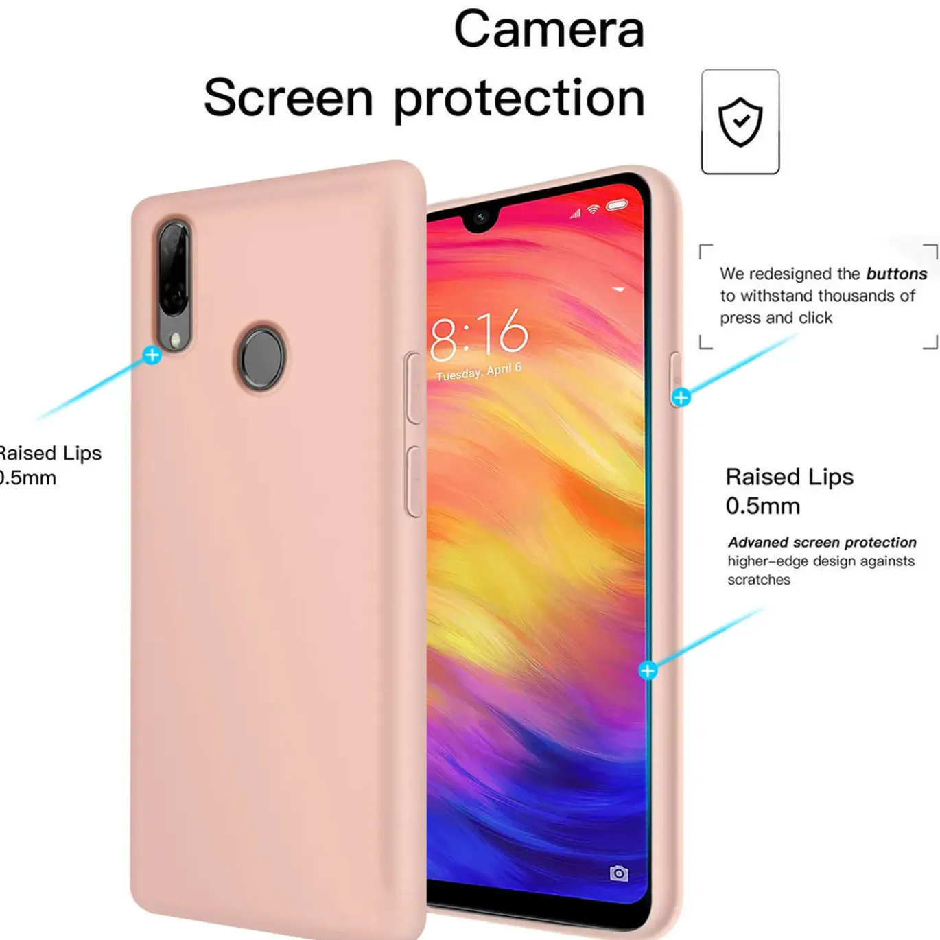 Xiaomi Redmi Note 7 - Silikon Case mit Mikrofaser-Innenseite