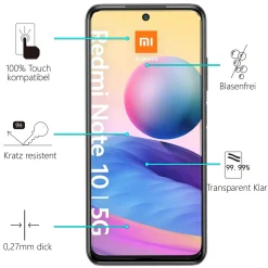 Xiaomi Redmi Note 10 5G - 9H Displayschutzfolie 2x Display & Kamera