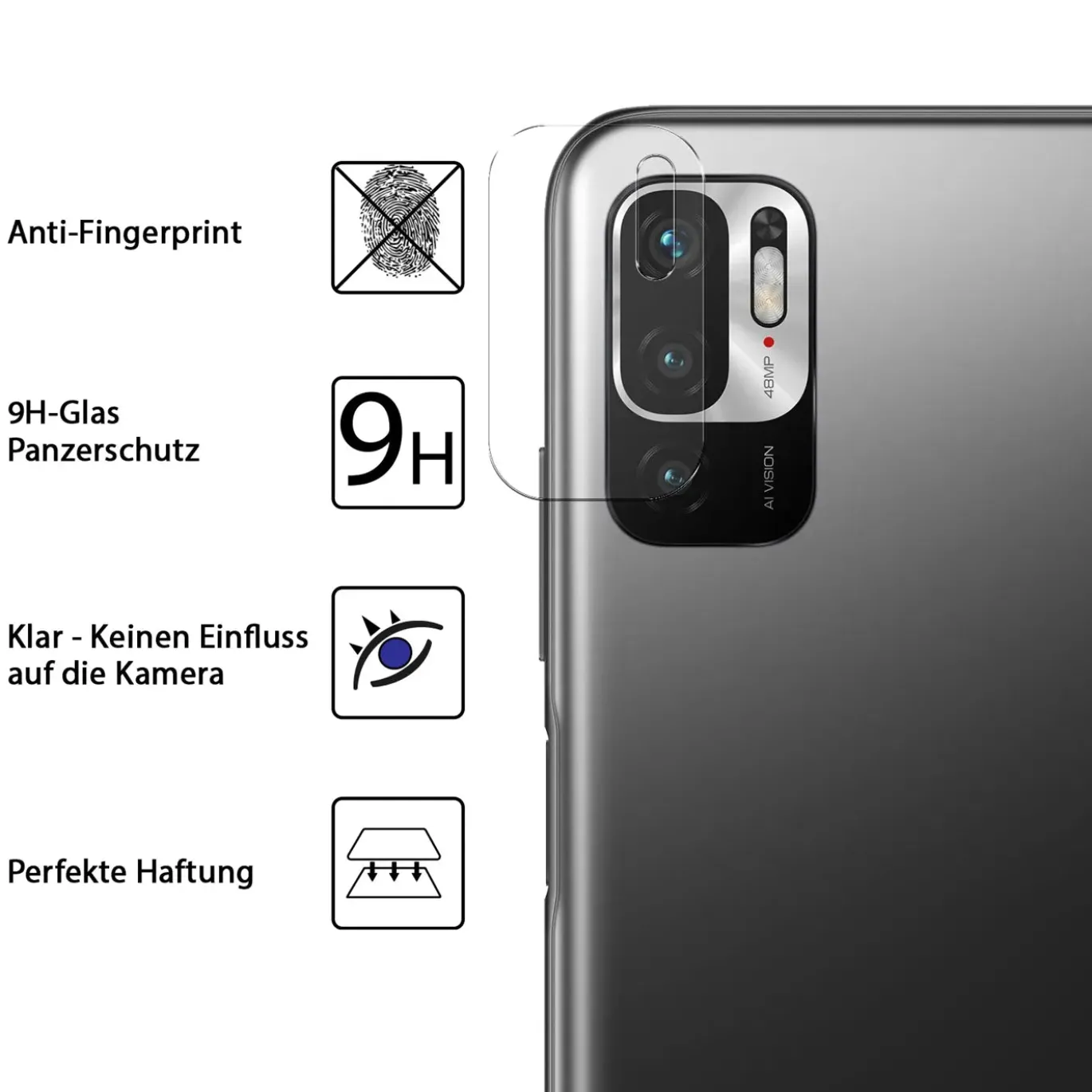 Xiaomi Redmi Note 10 5G - 9H Displayschutzfolie 2x Display & Kamera