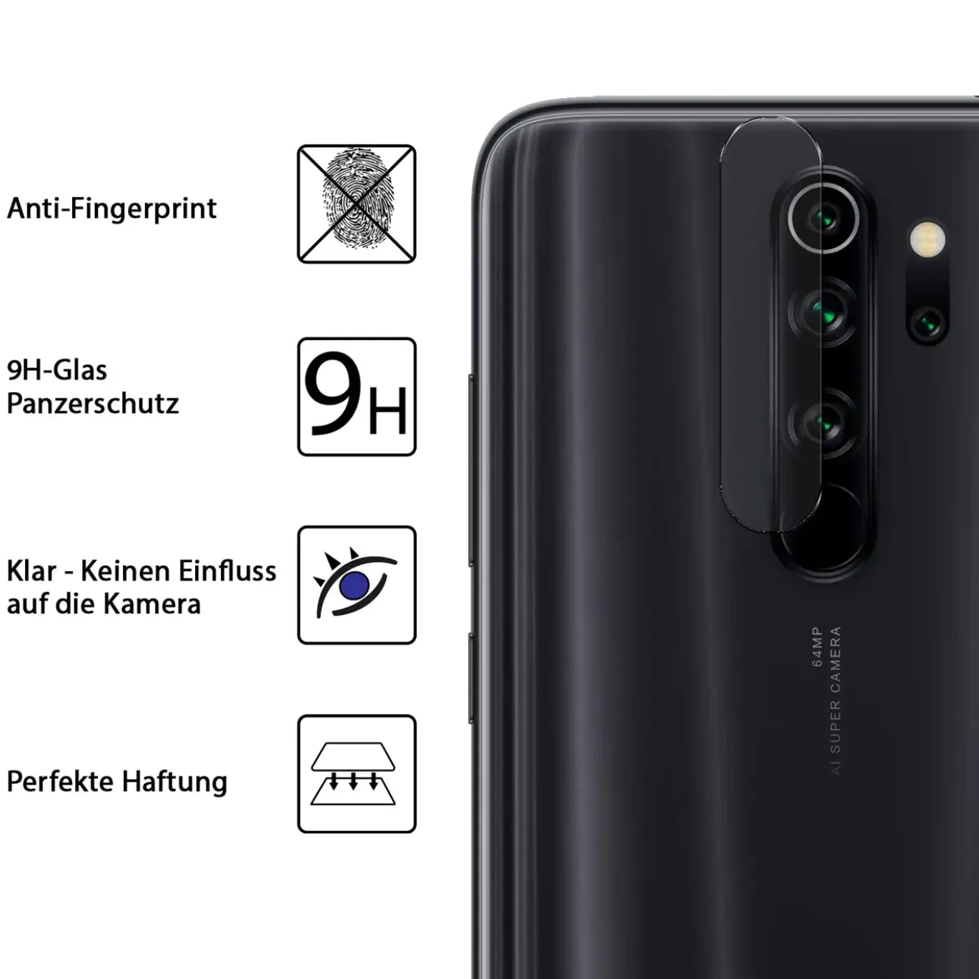 Xiaomi Redmi Note 13 5G - 9H Displayschutzfolie 2x Display & Kamera