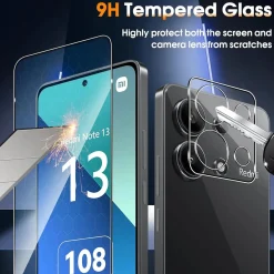 Xiaomi Redmi Note 13 4G - 9H Displayschutzfolie 2x Display & Kamera