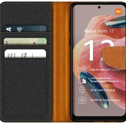 Xiaomi Redmi Note 12 4G - Jeanslook Klapphülle mit Kartenfach