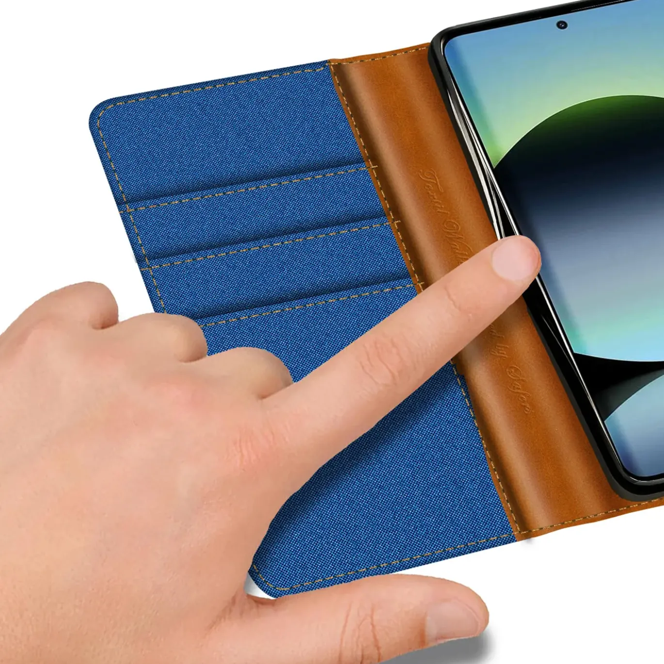 Xiaomi Redmi Note 14 4G - Jeanslook Klapphülle mit Kartenfach