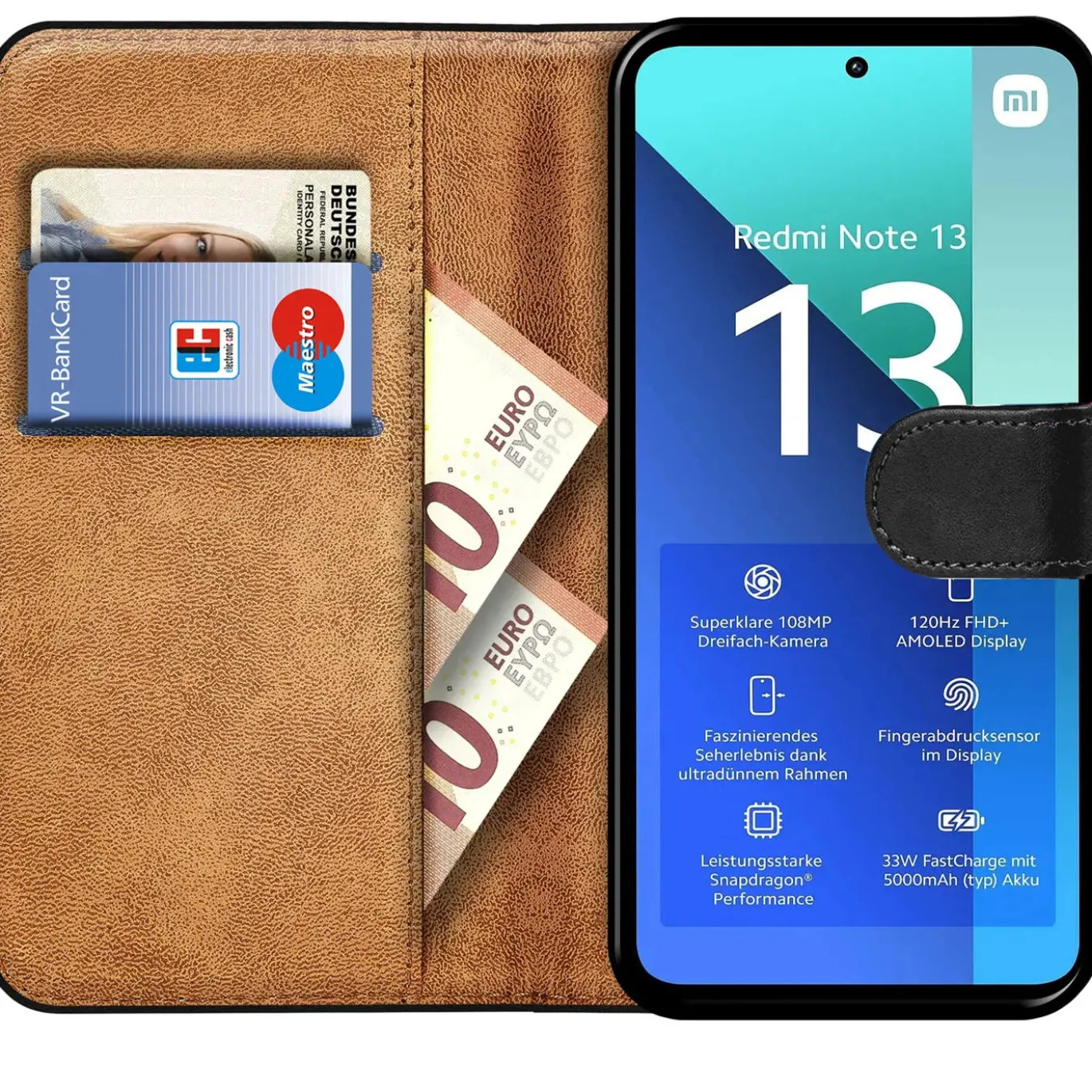 Xiaomi Redmi Note 13 4G - Klapphülle mit Kartenfächern