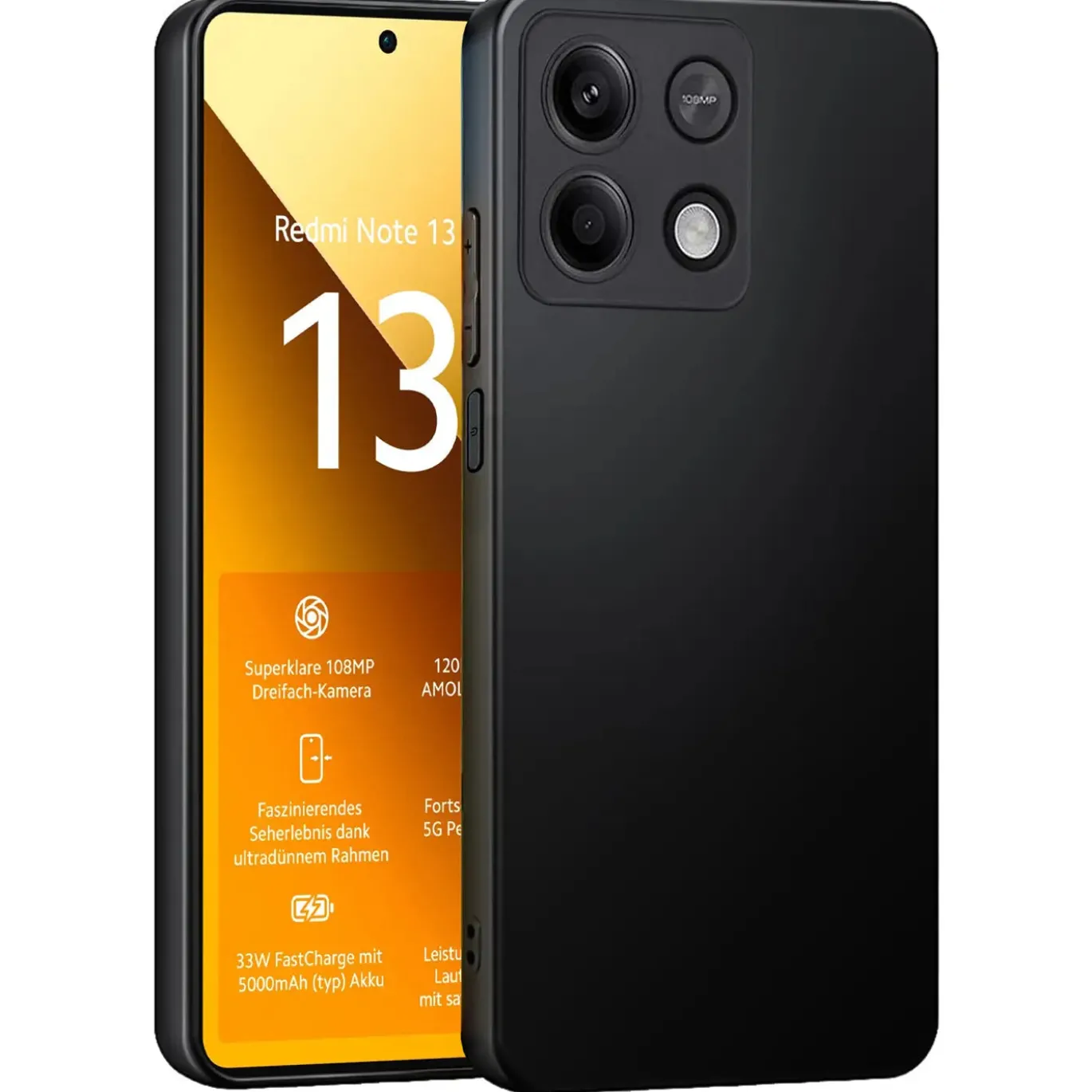 Xiaomi Redmi Note 13 5G - Slim Silikon Backcover Schwarz