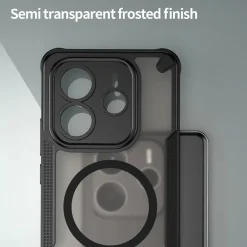 Xiaomi Redmi Note 14 5G - Stoßfestes MagSafe Case in Schwarz mit halbtransparenter Rückseite