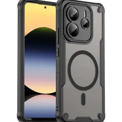 Xiaomi Redmi Note 14 5G - Stoßfestes MagSafe Case in Schwarz mit halbtransparenter Rückseite