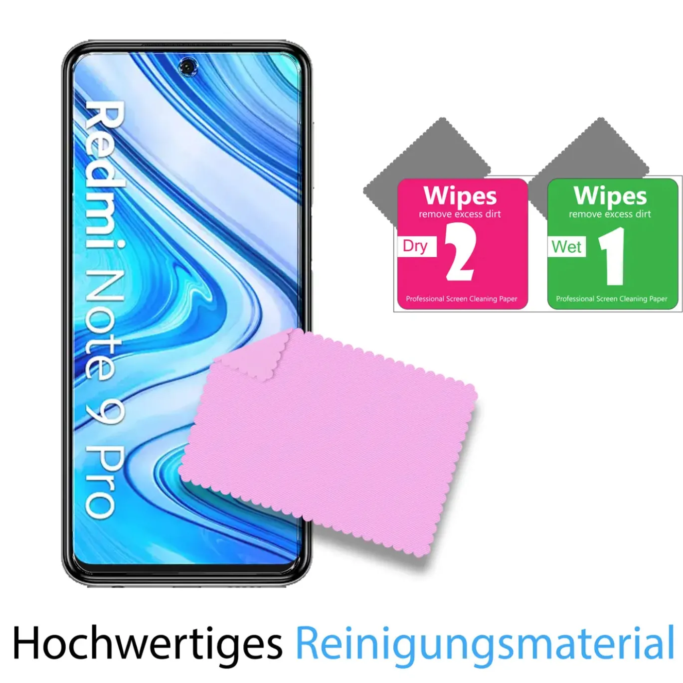 Xiaomi Redmi Note 9 Pro - 9H Displayschutzfolie 2x Display & Kamera