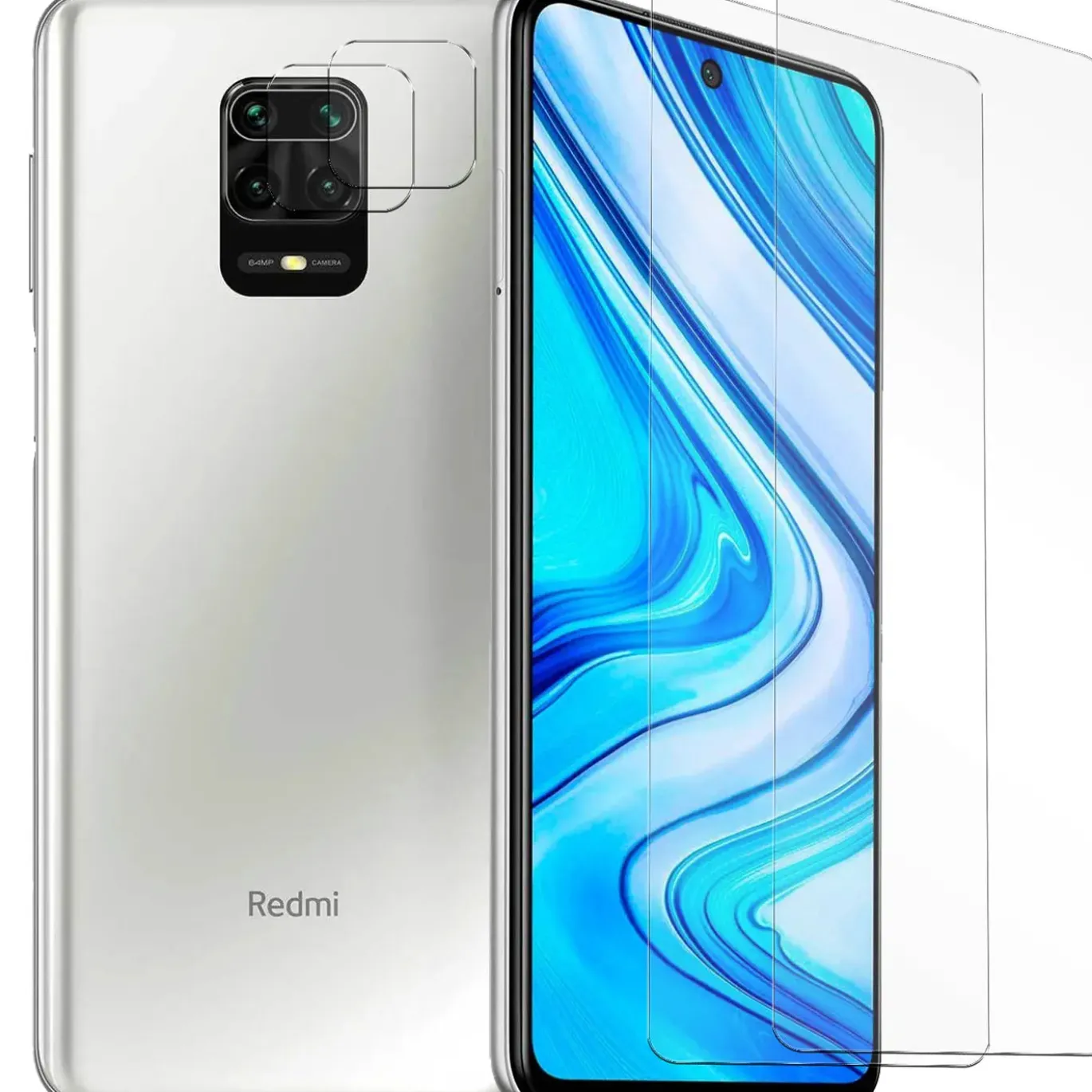 Xiaomi Redmi Note 9 Pro - 9H Displayschutzfolie 2x Display & Kamera