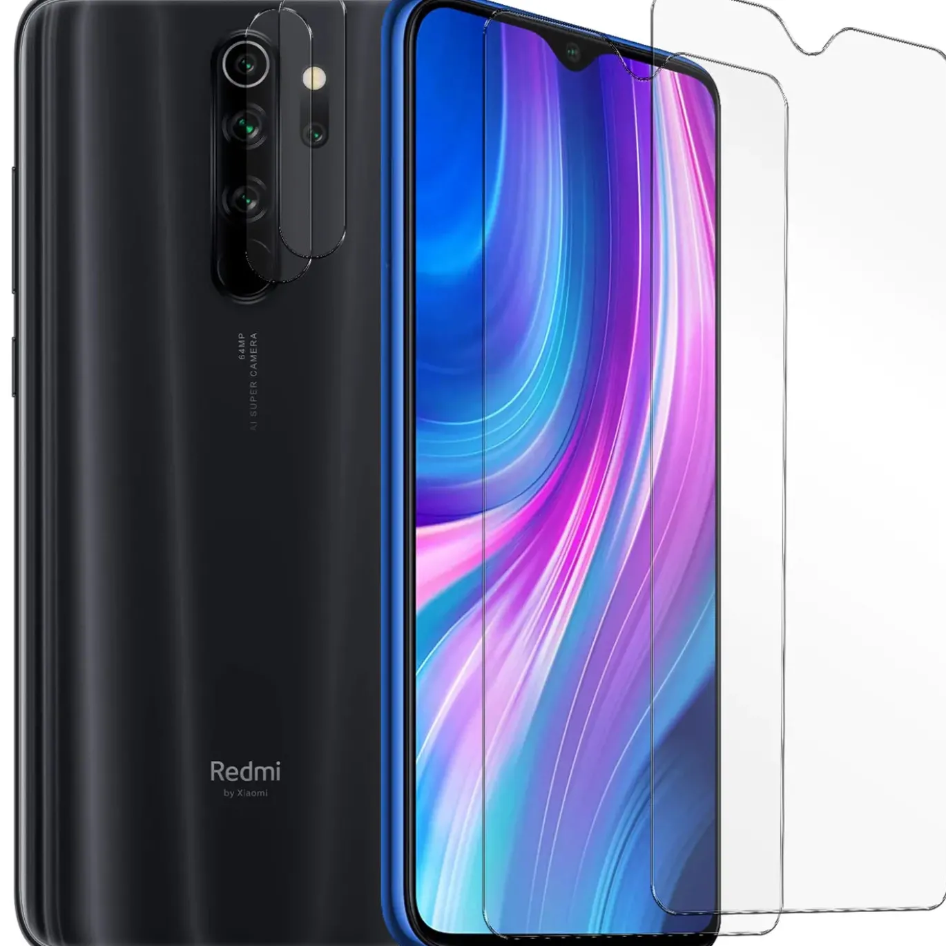 Xiaomi Redmi Note 8 Pro - 9H Displayschutzfolie 2x Display & Kamera