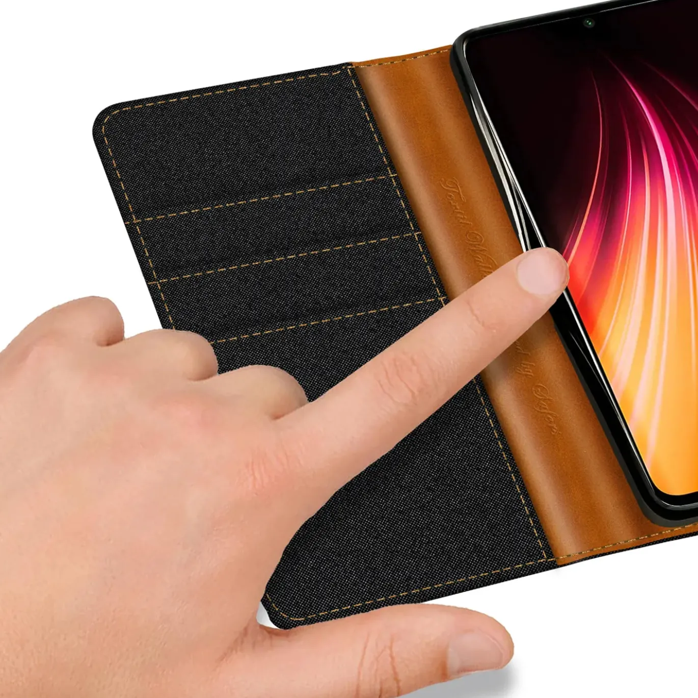 Xiaomi Redmi Note 8 Pro - Jeanslook Klapphülle mit Kartenfach