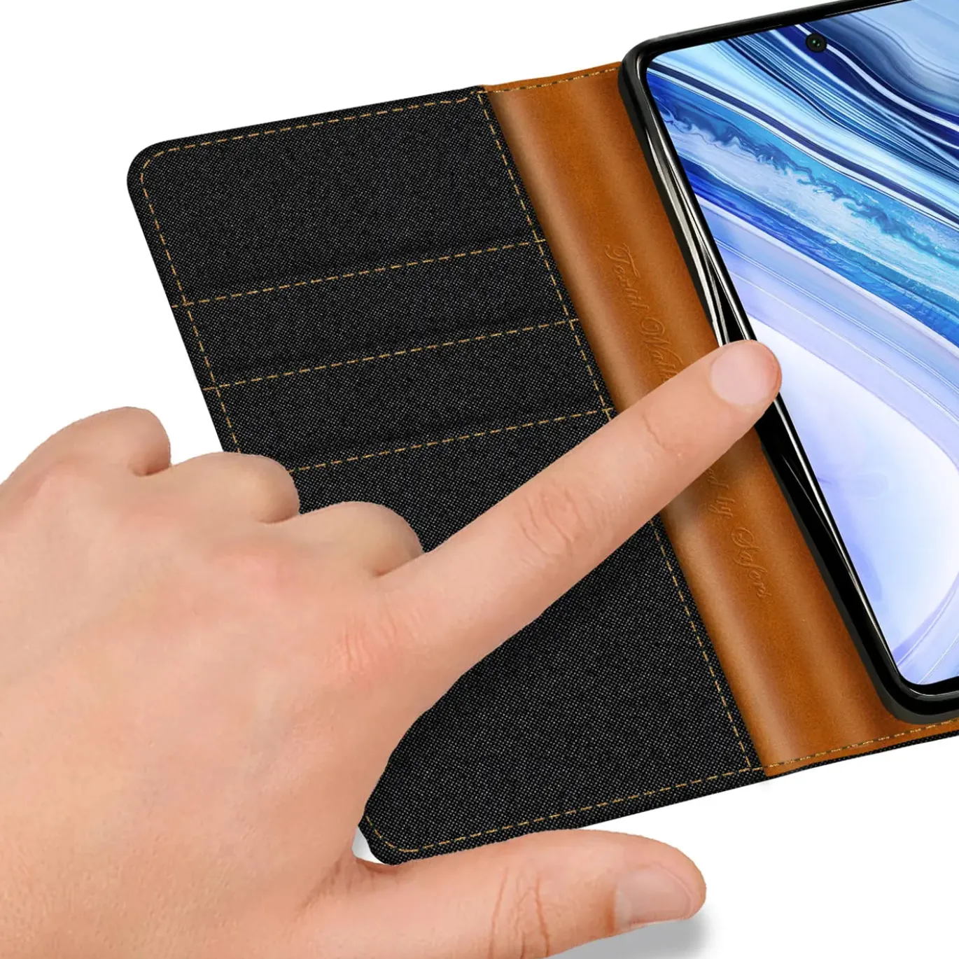 Xiaomi Redmi Note 9 Pro / 9S - Jeanslook Klapphülle mit Kartenfach