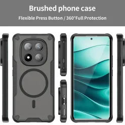 Xiaomi Redmi Note 14 Pro 5G - Stoßfestes MagSafe Case in Schwarz mit halbtransparenter Rückseite