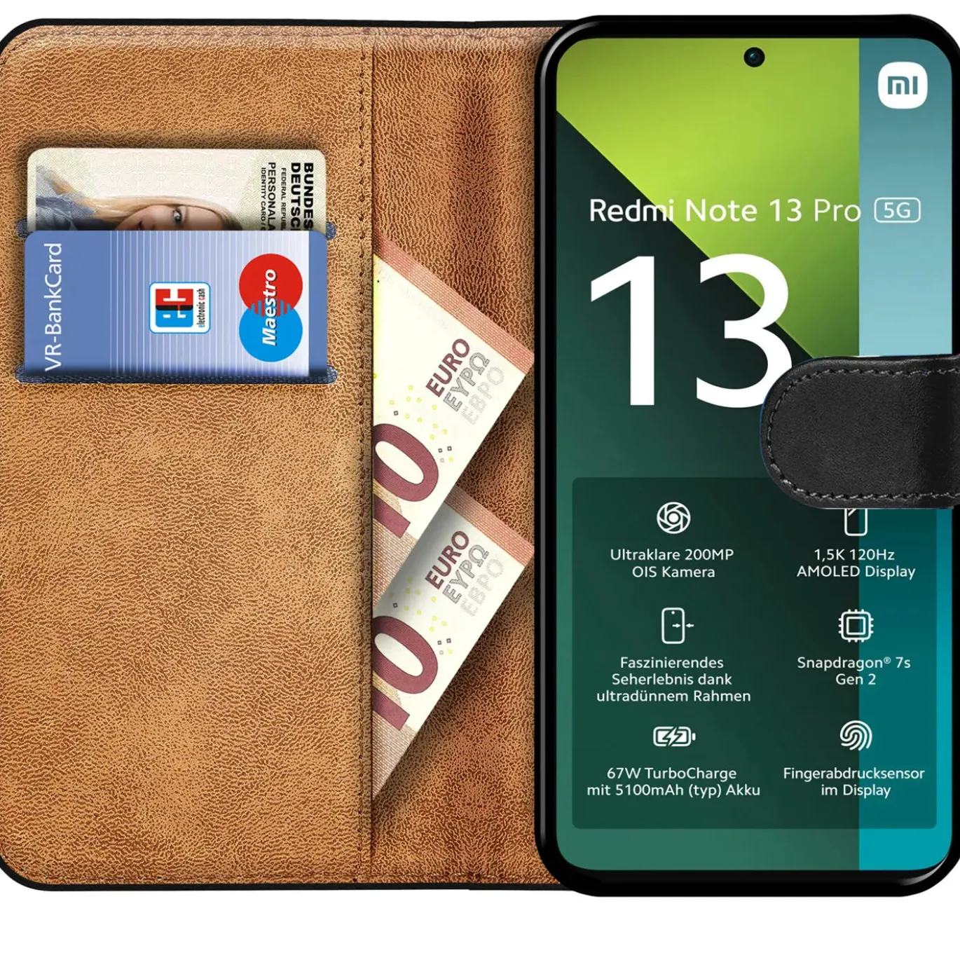 Xiaomi Redmi Note 13 Pro 5G - Klapphülle mit Kartenfächern