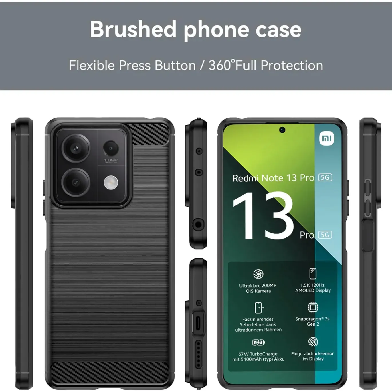 Xiaomi Redmi Note 13 Pro 5G - Carbon Case Hülle, stoßfest
