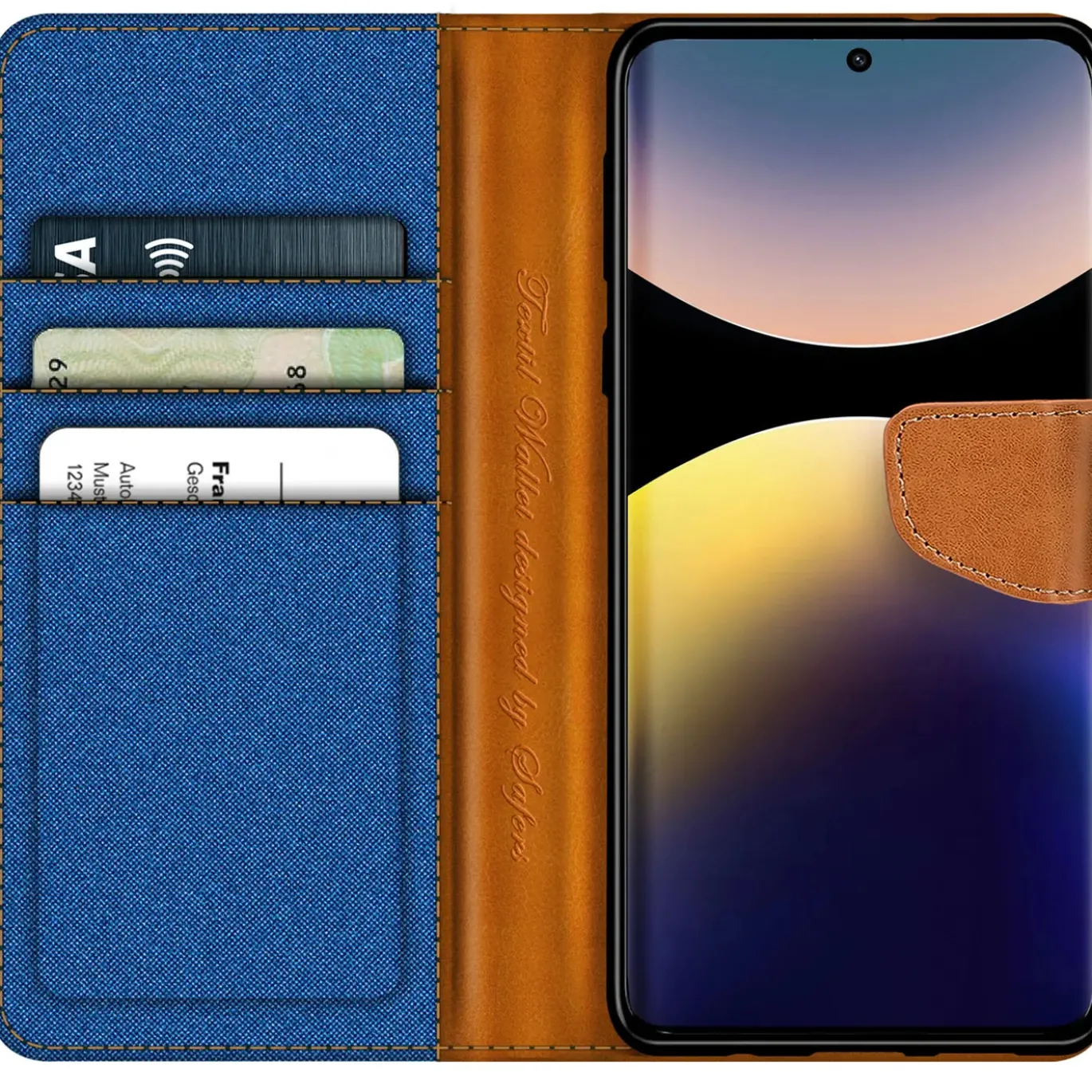 Xiaomi Redmi Note 14 Pro+ 5G - Jeanslook Klapphülle mit Kartenfach