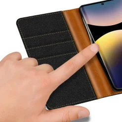 Xiaomi Redmi Note 14 Pro 4G - Jeanslook Klapphülle mit Kartenfach