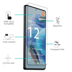 Xiaomi Redmi Note 12 Pro 5G - 9H Displayschutzfolie 2x Display & Kamera