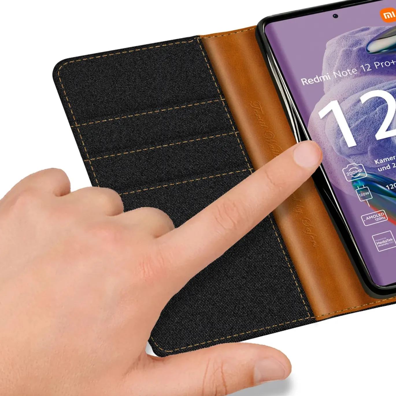 Xiaomi Redmi Note 12 Pro Plus 5G - Jeanslook Klapphülle mit Kartenfach