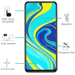 Xiaomi Redmi Note 9S - 9H Displayschutzfolie 2x Display & Kamera