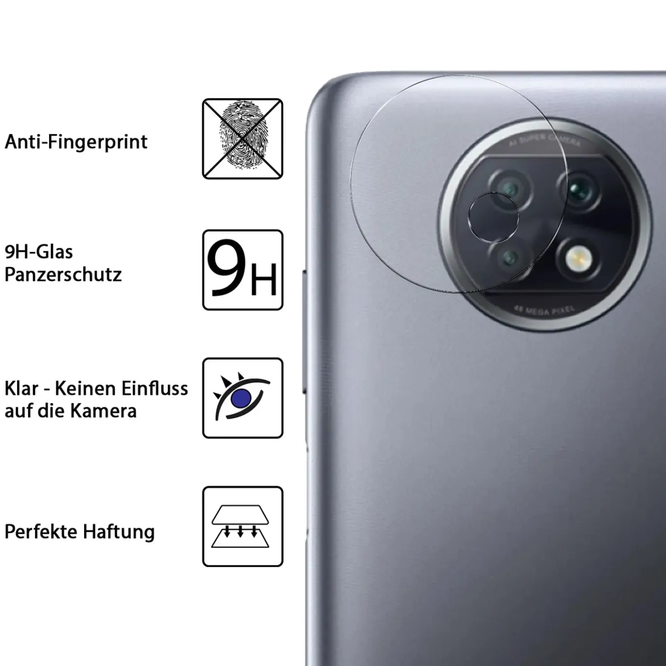 Xiaomi Redmi Note 9T - 9H Displayschutzfolie 2x Display & Kamera