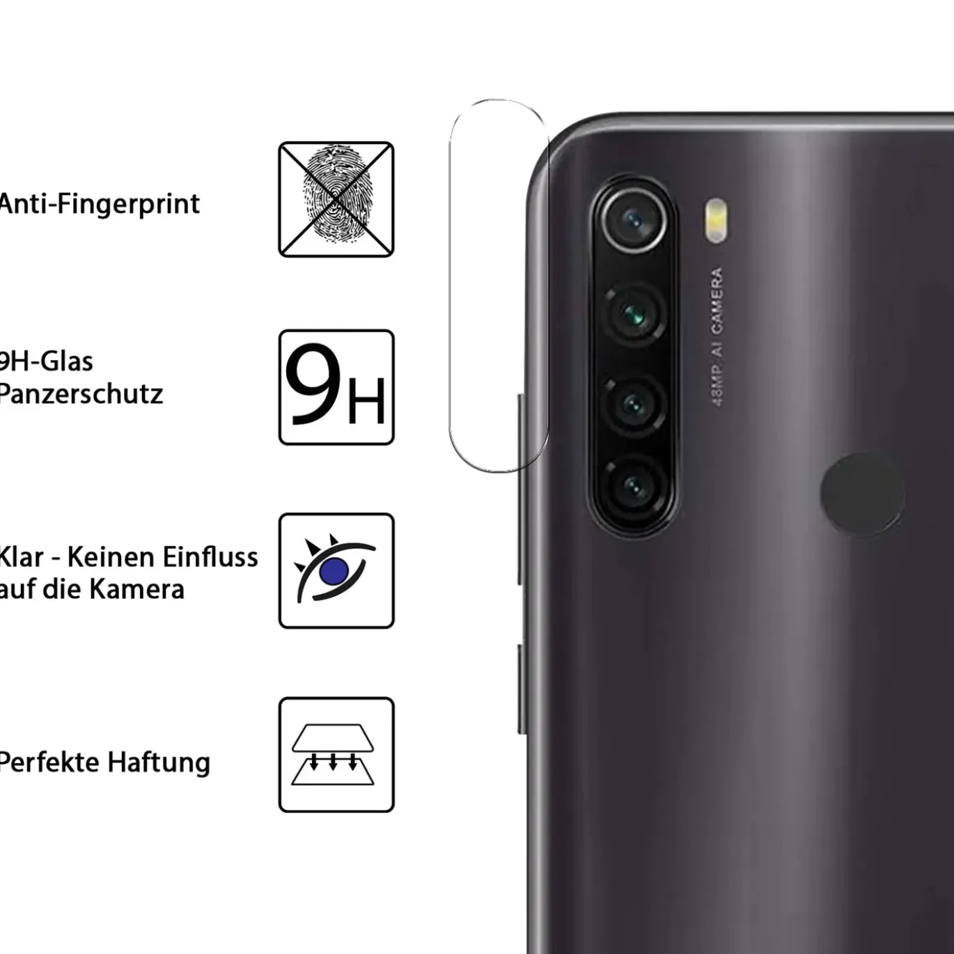 Xiaomi Redmi Note 8T - 9H Displayschutzfolie 2x Display & Kamera