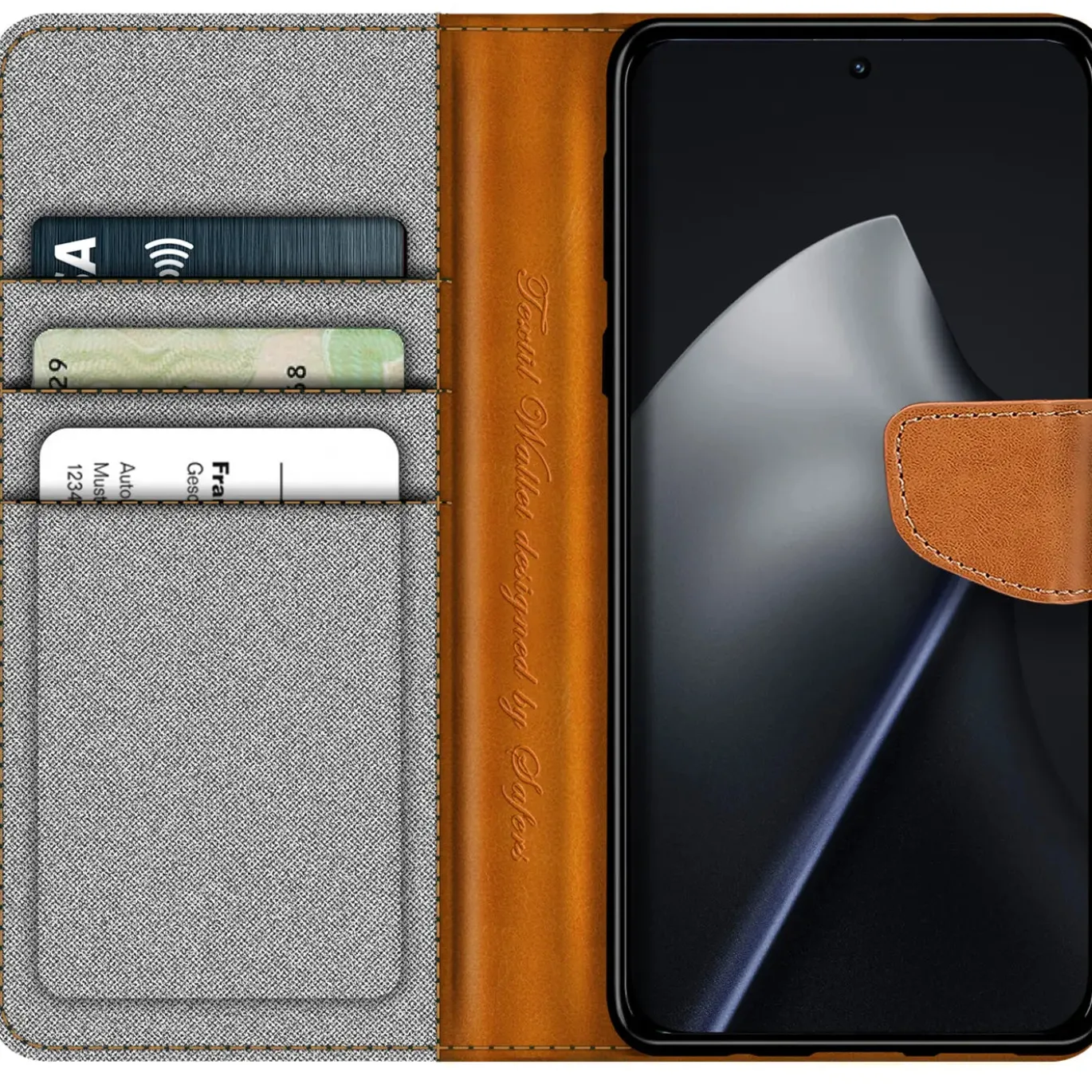 Xiaomi 15T - Jeanslook Klapphülle mit Kartenfach