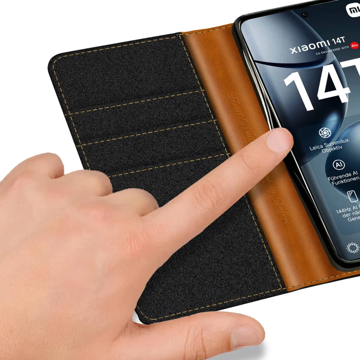 Xiaomi 14T - Jeanslook Klapphülle mit Kartenfach
