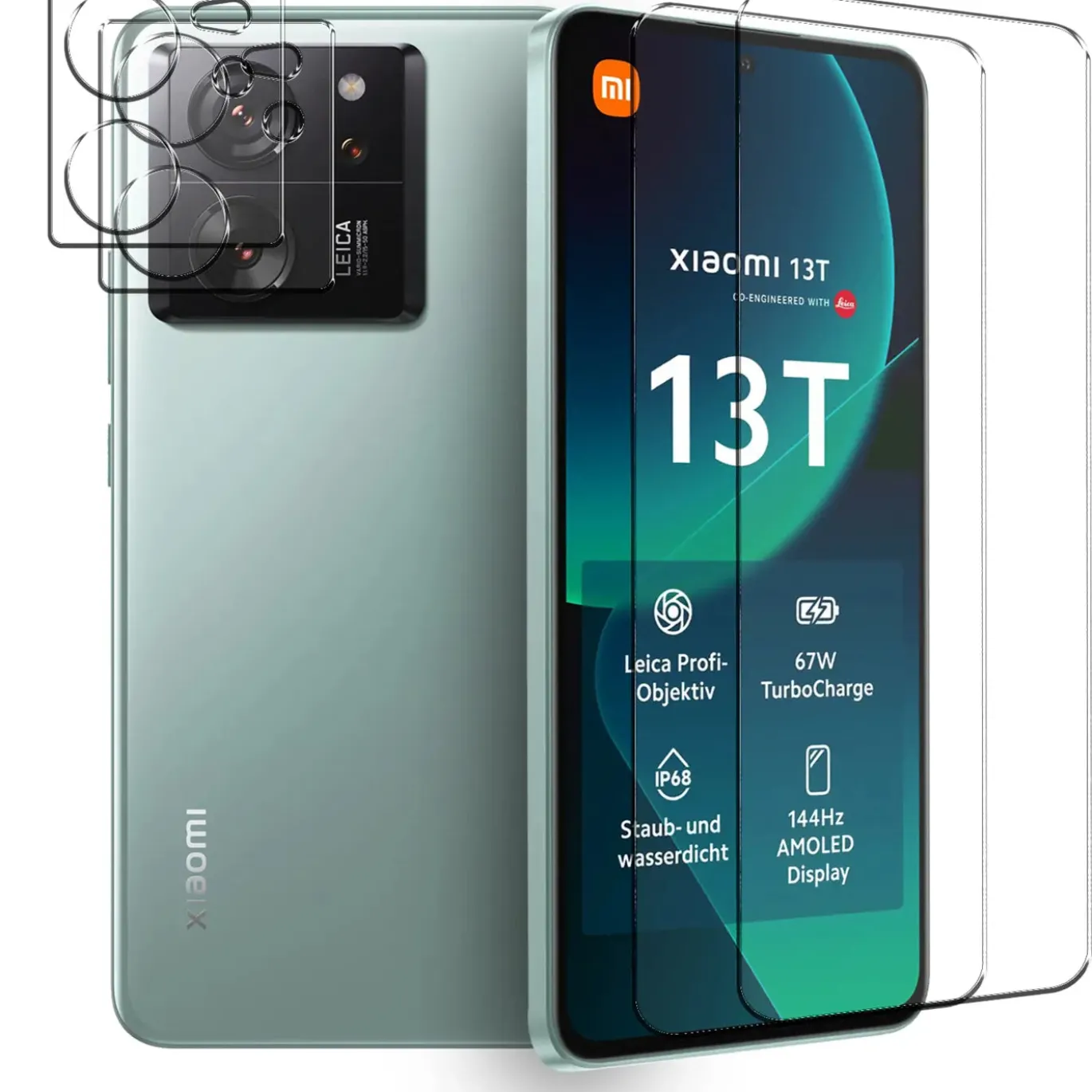Xiaomi 13T / 13T Pro - 9H Displayschutzfolie 2x Display & Kamera